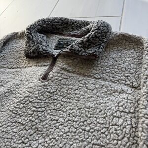 True Grit Frosty Tipped Shurpa Pullover Jacket Gray Size L GUC Warm & Comfy